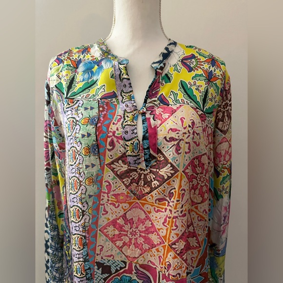 Johnny Was Belinda Silk Tunic XL NWOT multi print silk - Picture 4 of 14